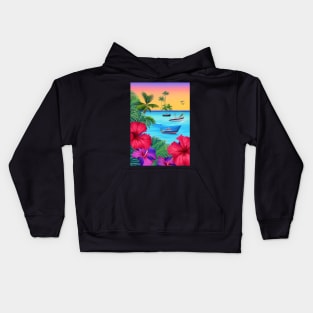 Tropical Sunset Beach Scene 3 Kids Hoodie